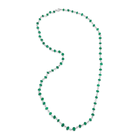 Emerald & Diamond Bead Necklace