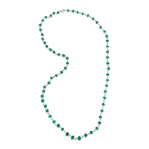 Emerald & Diamond Bead Necklace