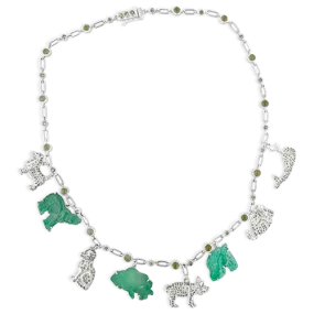 Emerald & Diamond Estate Charm Necklace