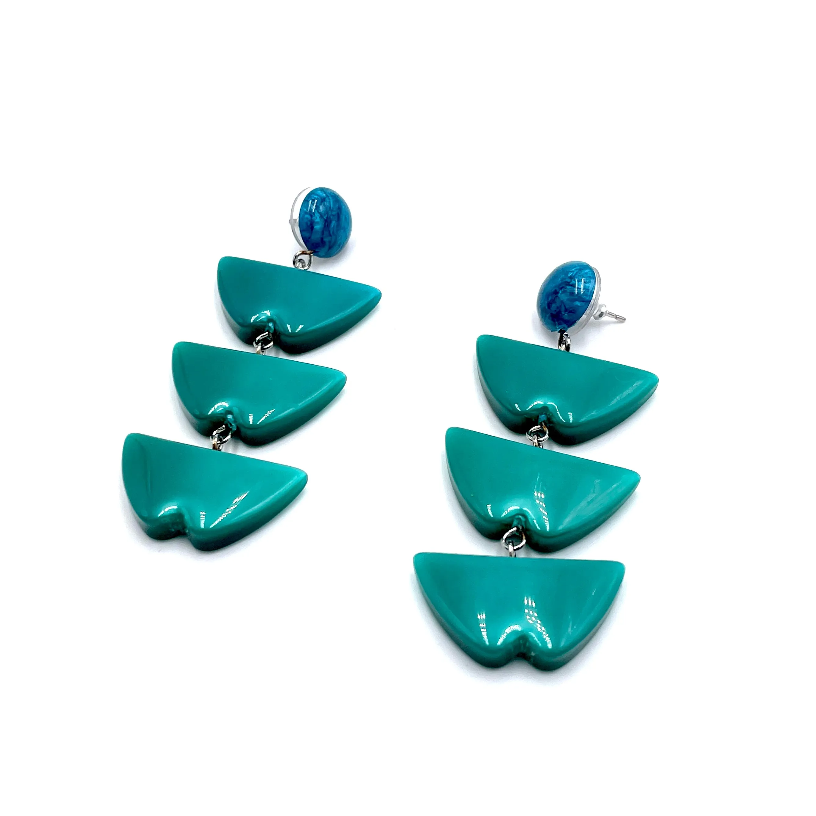 Emerald & Zircon Capiz Moonglow Verti Statement Earrings *