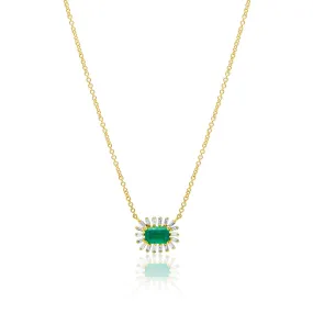 Emerald and Baguette Diamond Necklace