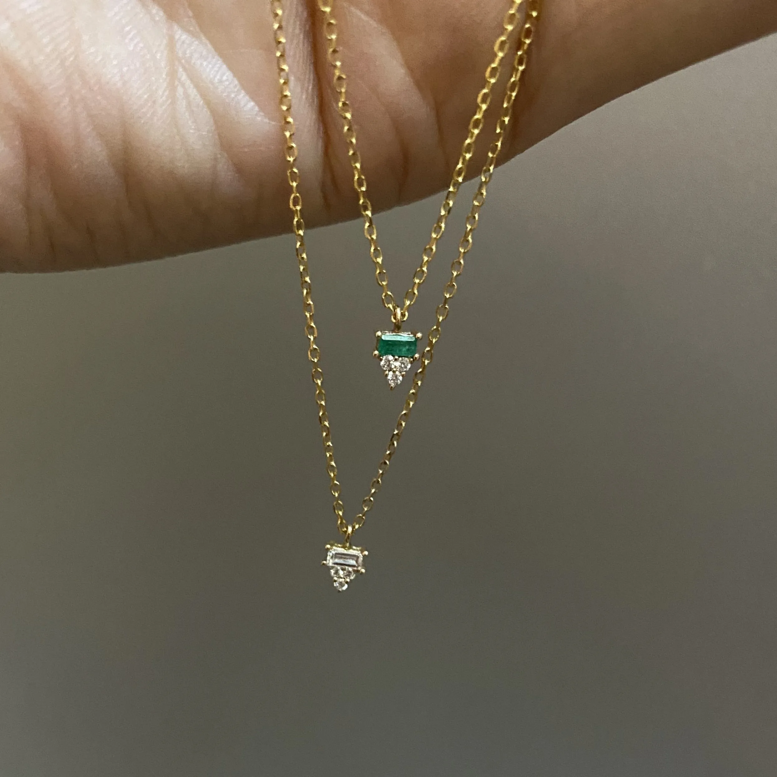 Emerald Baguette Cluster Necklace