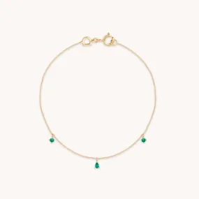 Emerald Charm Bracelet in Solid Gold