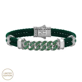 Emerald Cuban Links Leather Bracelet