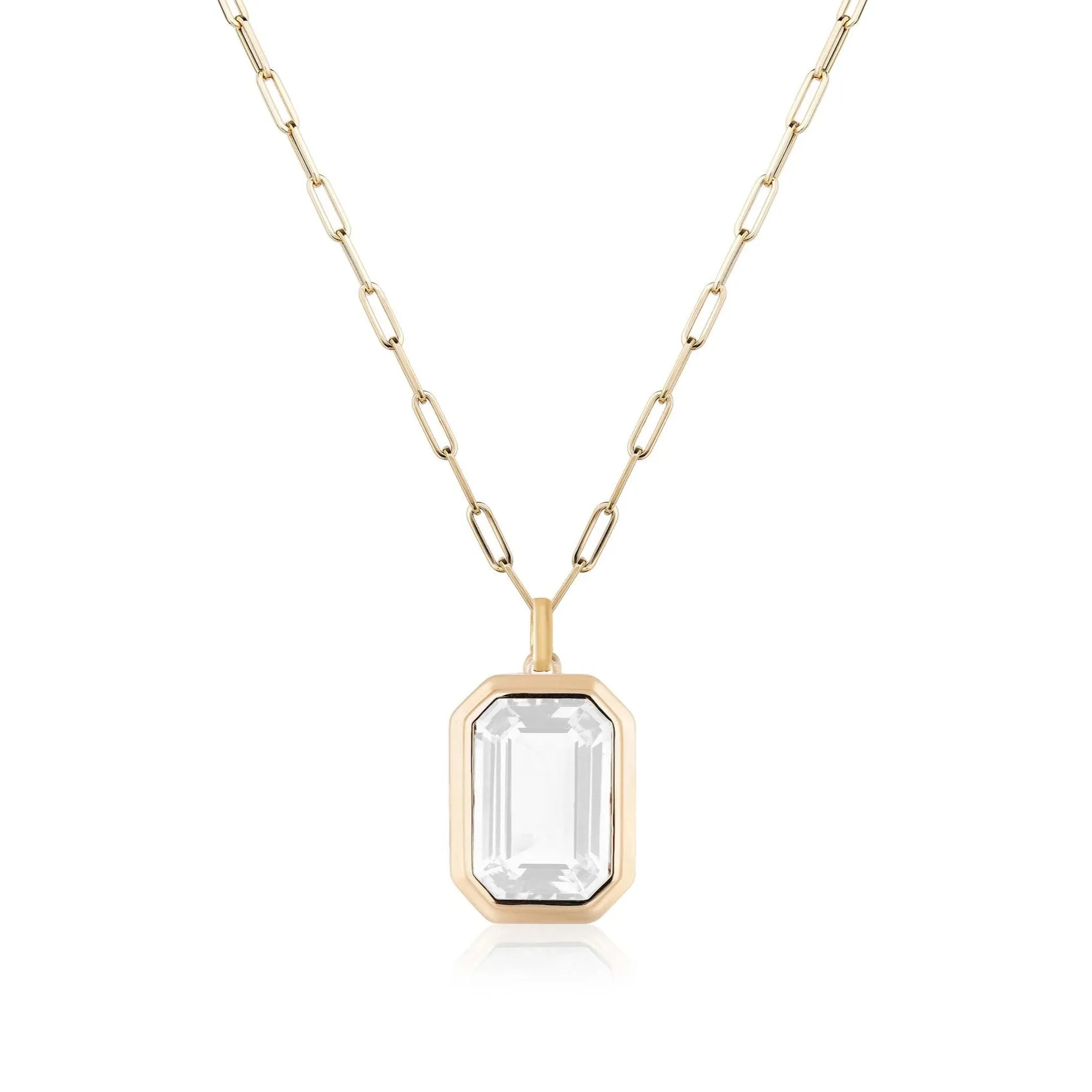 Emerald-Cut Bezeled Stone Necklace