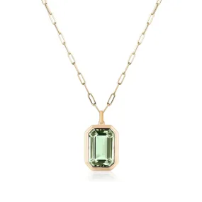 Emerald-Cut Bezeled Stone Necklace