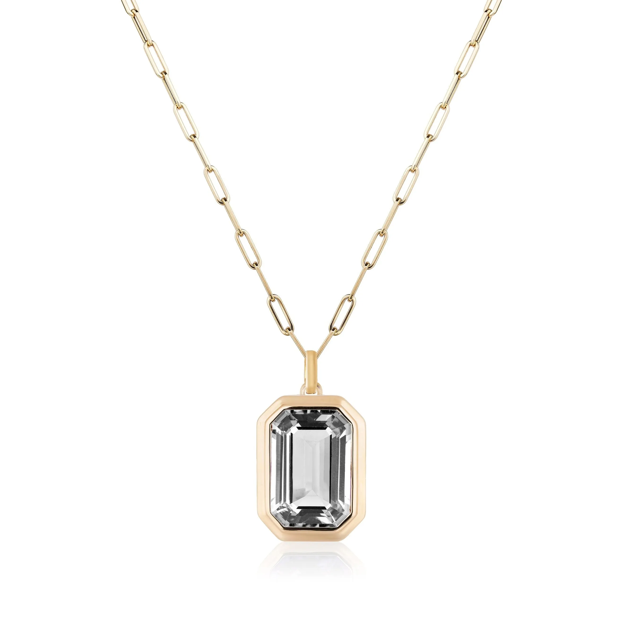 Emerald-Cut Bezeled Stone Necklace