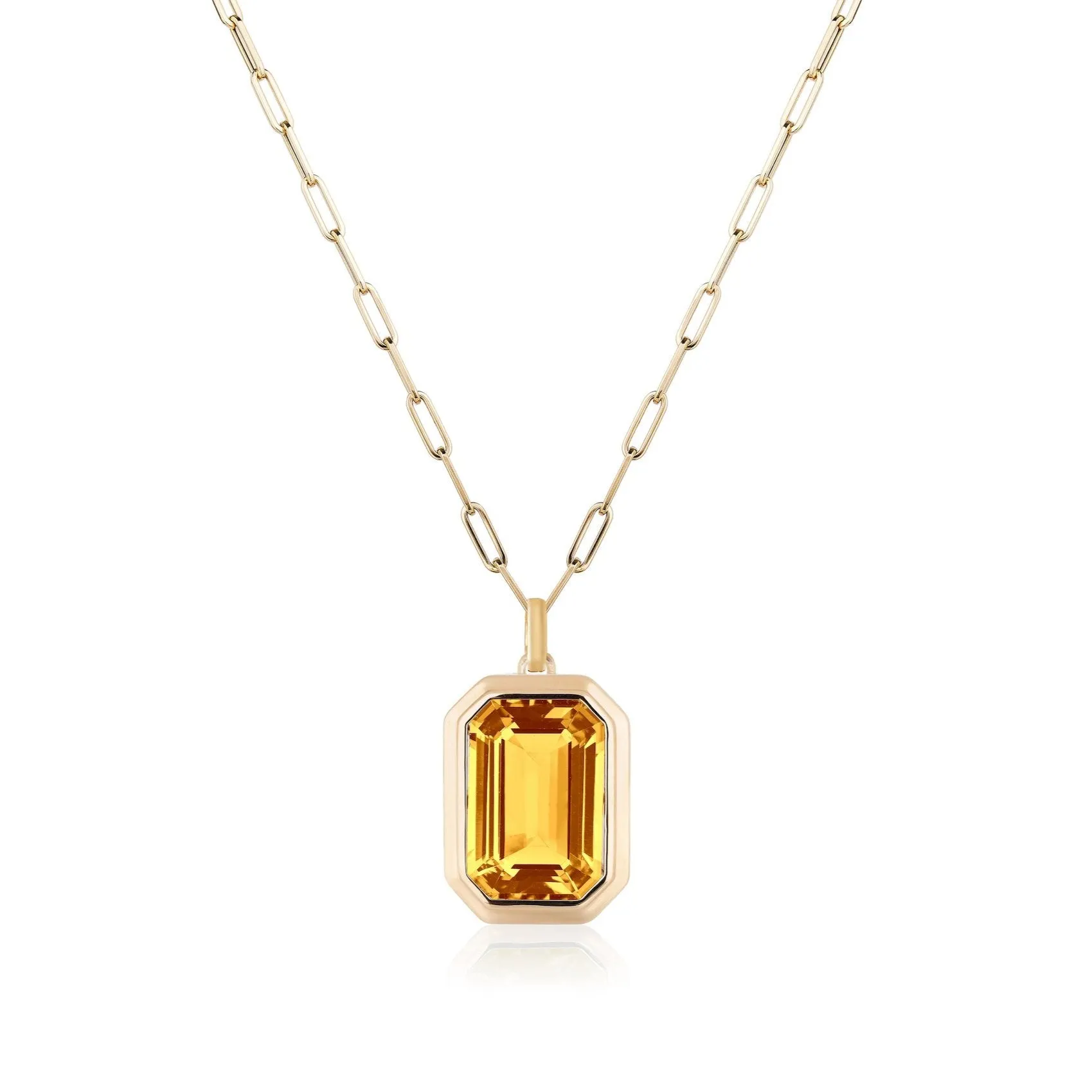 Emerald-Cut Bezeled Stone Necklace