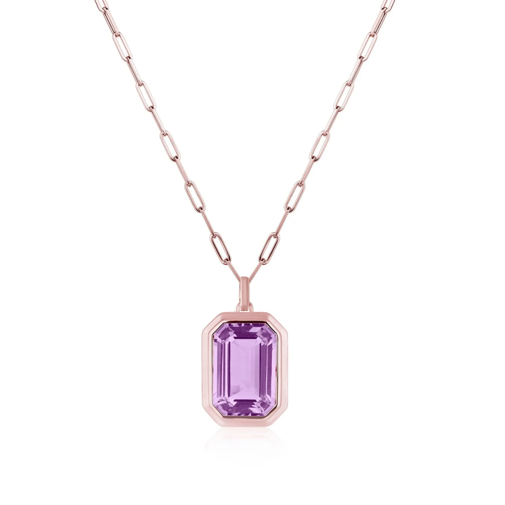 Emerald-Cut Bezeled Stone Necklace