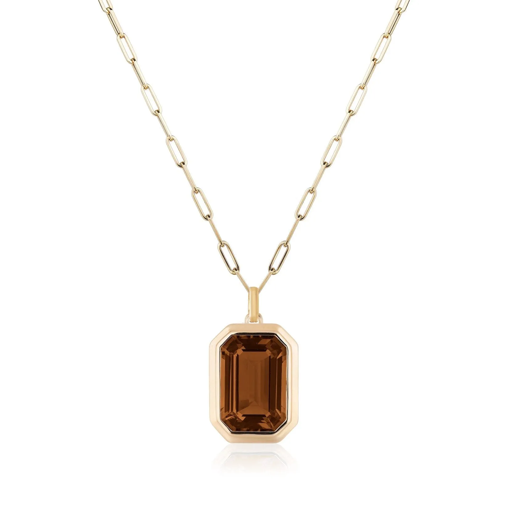 Emerald-Cut Bezeled Stone Necklace