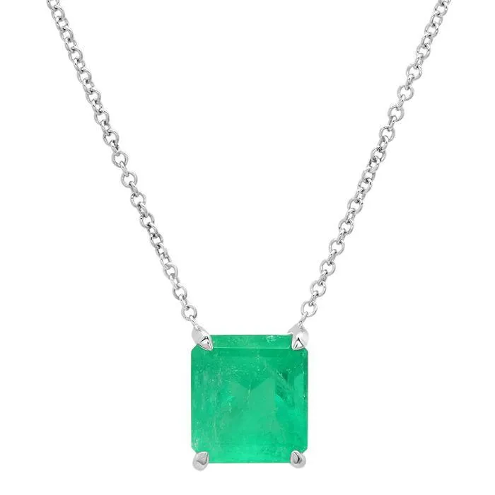 Emerald Cut Gemstone Solitaire Necklace