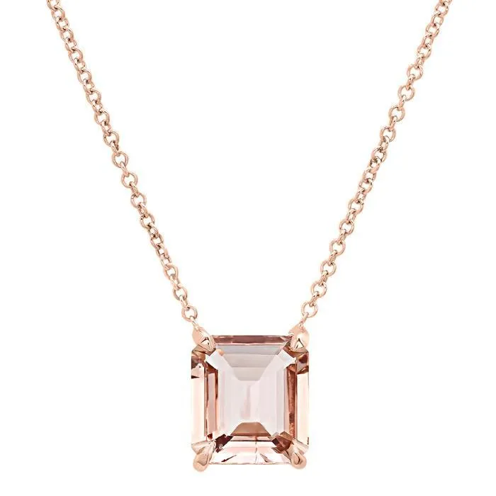 Emerald Cut Gemstone Solitaire Necklace