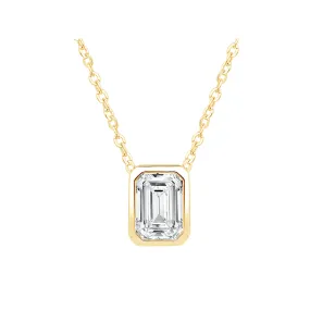 Emerald Cut Solitaire Necklace with 1.00ct of Laboratory Grown Diamonds in 9ct Yellow Gold