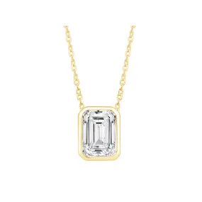 Emerald Cut Solitaire Necklace with 1/2ct of Laboratory Grown Diamonds in 9ct Yellow Gold