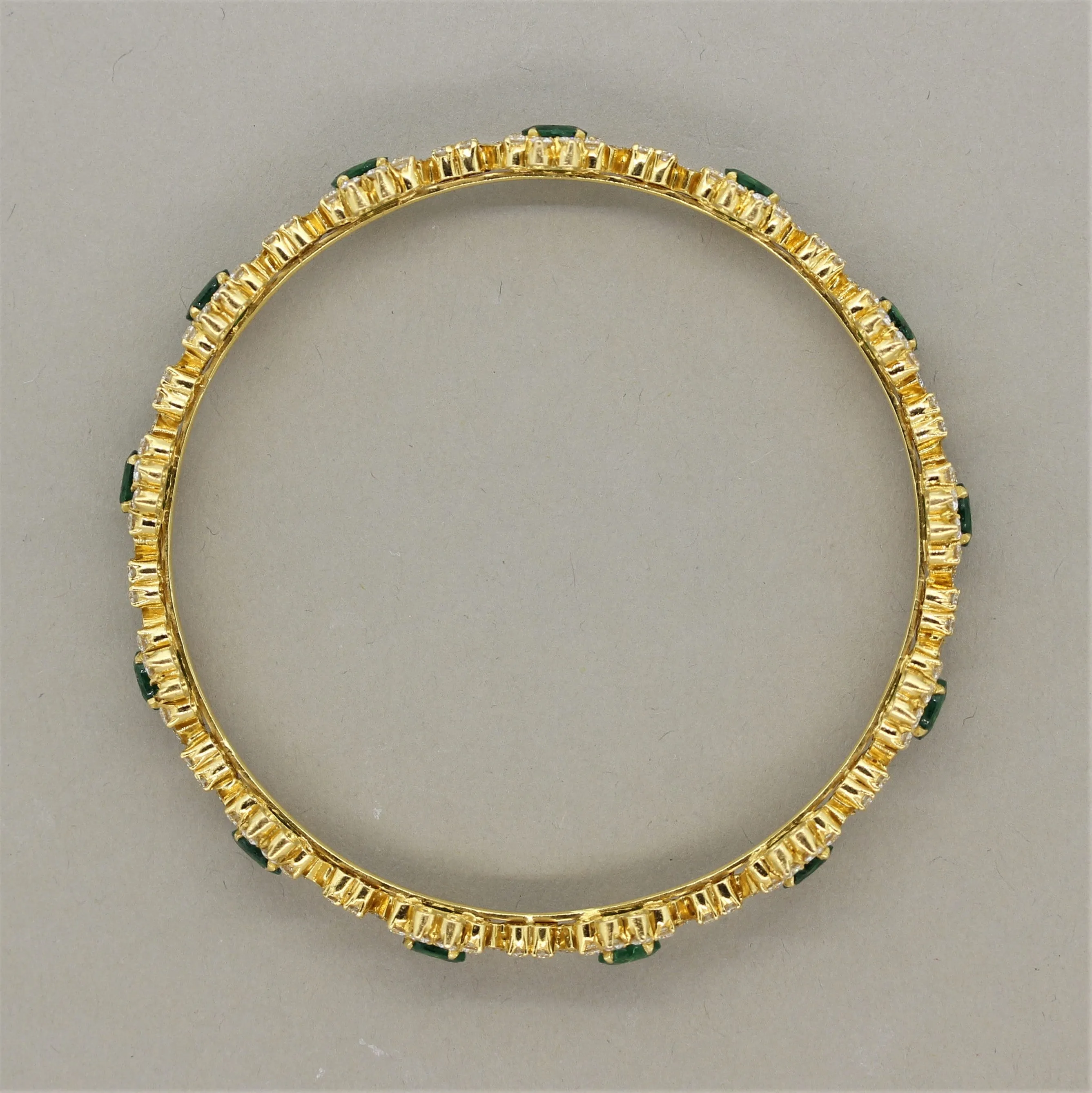 Emerald Diamond Gold Eternity Bangle