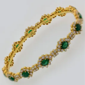 Emerald Diamond Gold Eternity Bangle