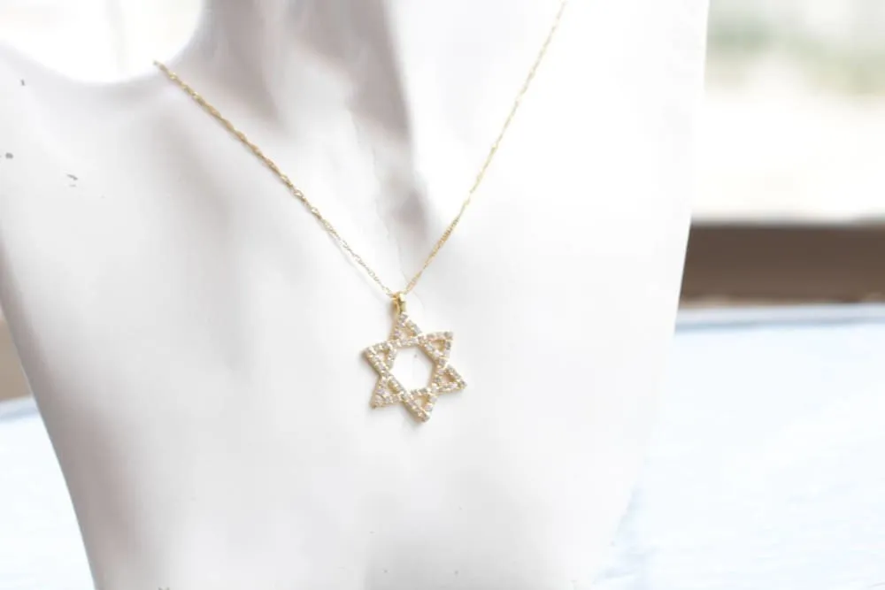 EMERALD STAR OF David Necklace