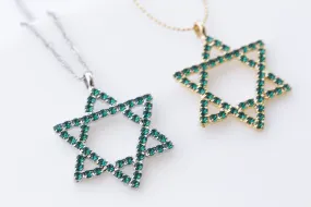 EMERALD STAR OF David Necklace