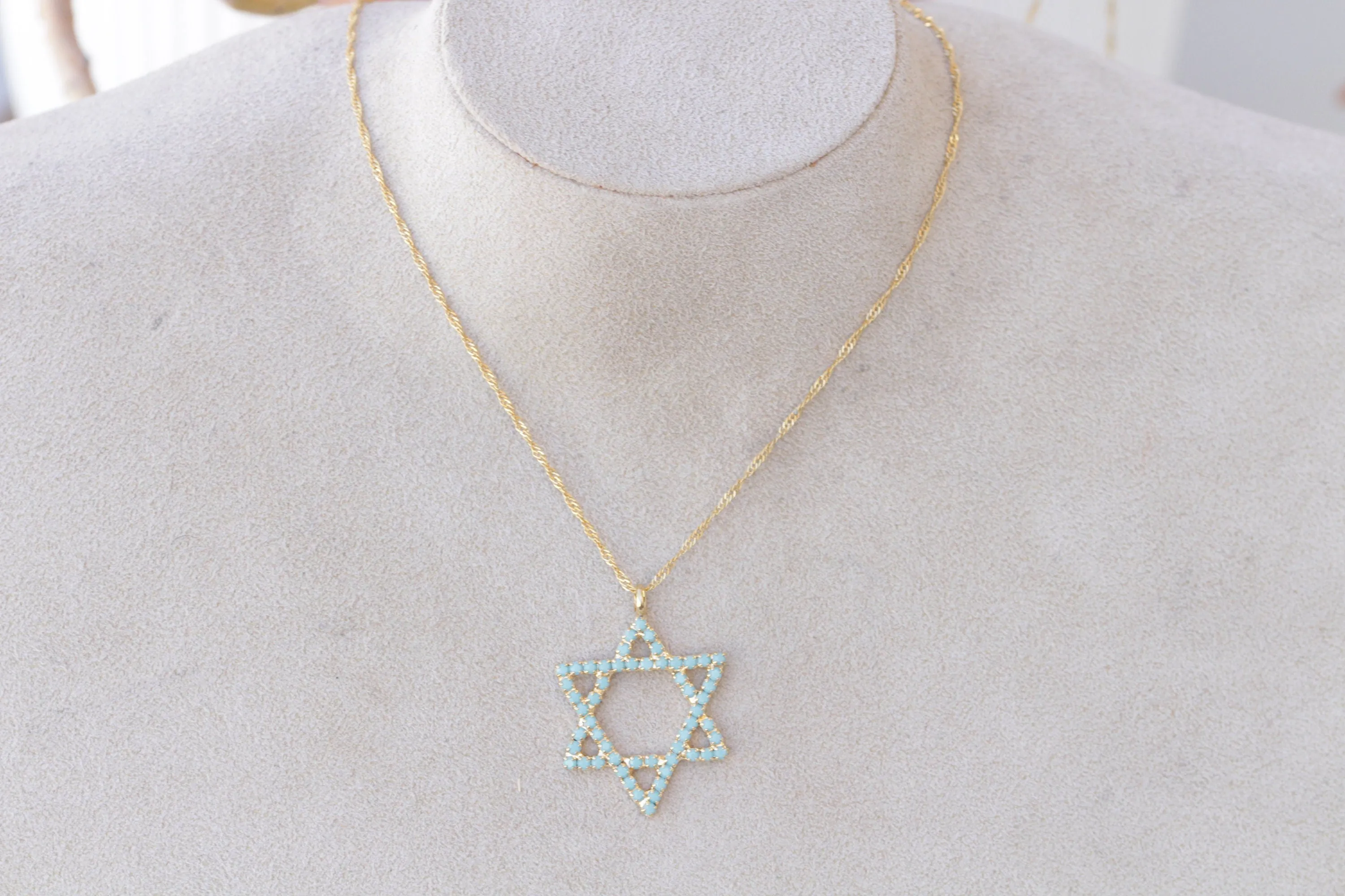 EMERALD STAR OF David Necklace