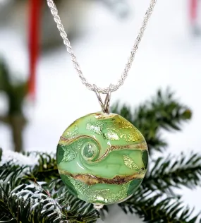 Emerald Swirl Lampwork Pendant