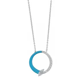 Enamel and Diamond Bolt Circle Necklace