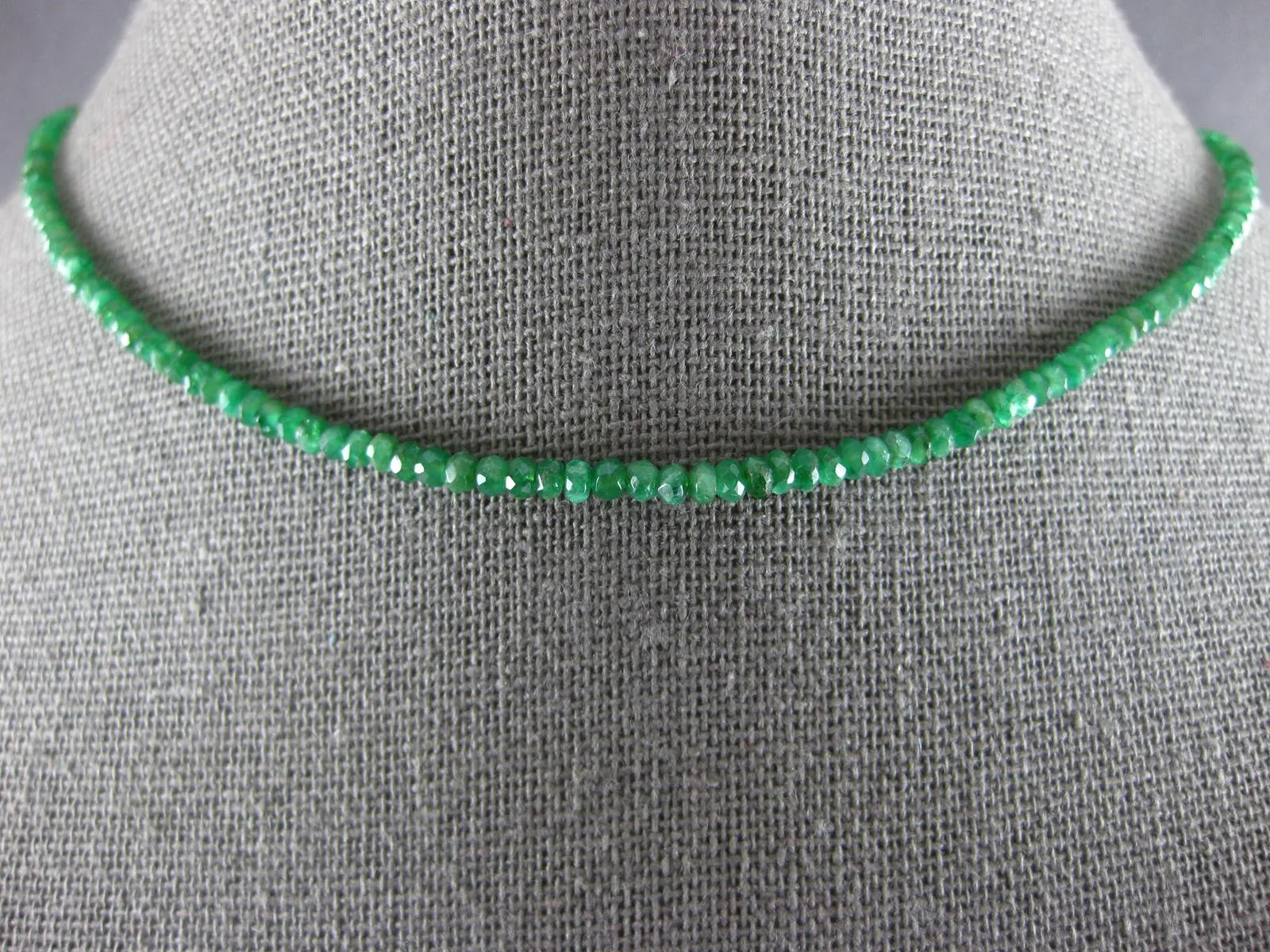 ESTATE LONG 23.0CT AAA EMERALD GOLD FILLED 3D CLASSIC MULTI BEAD FUN NECKLACE