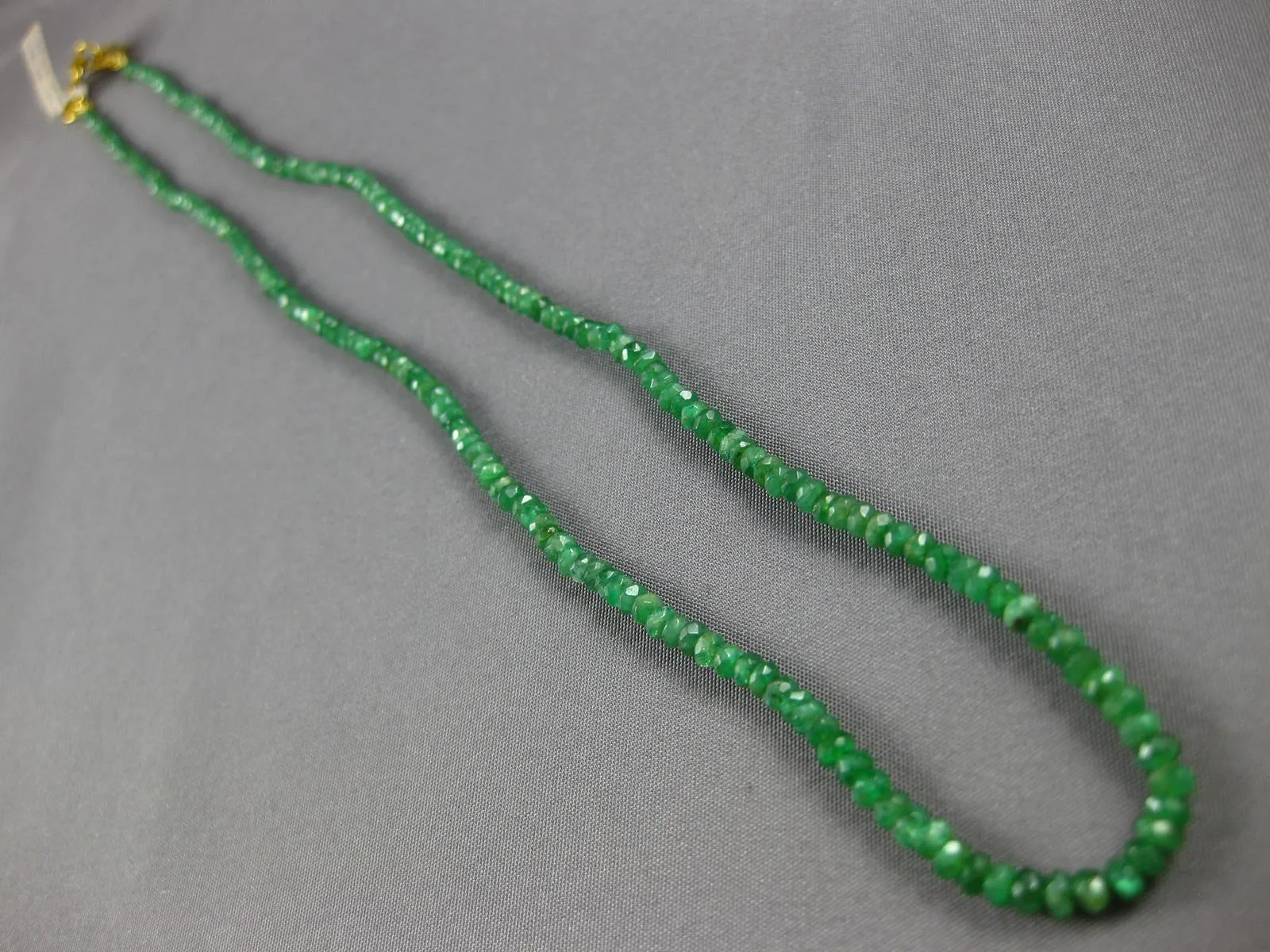 ESTATE LONG 25.15CT AAA EMERALD GOLD FILLED 3D CLASSIC MULTI BEAD FUN NECKLACE