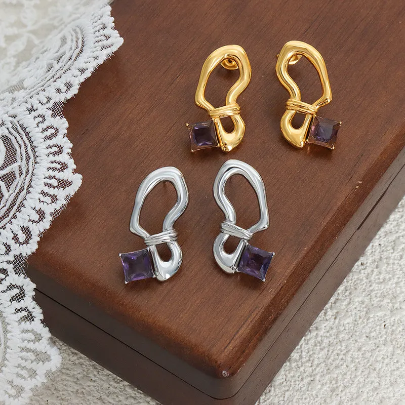 Extravagant European & American Zircon Inlaid Earrings - Chic Titanium Women's Jewelry