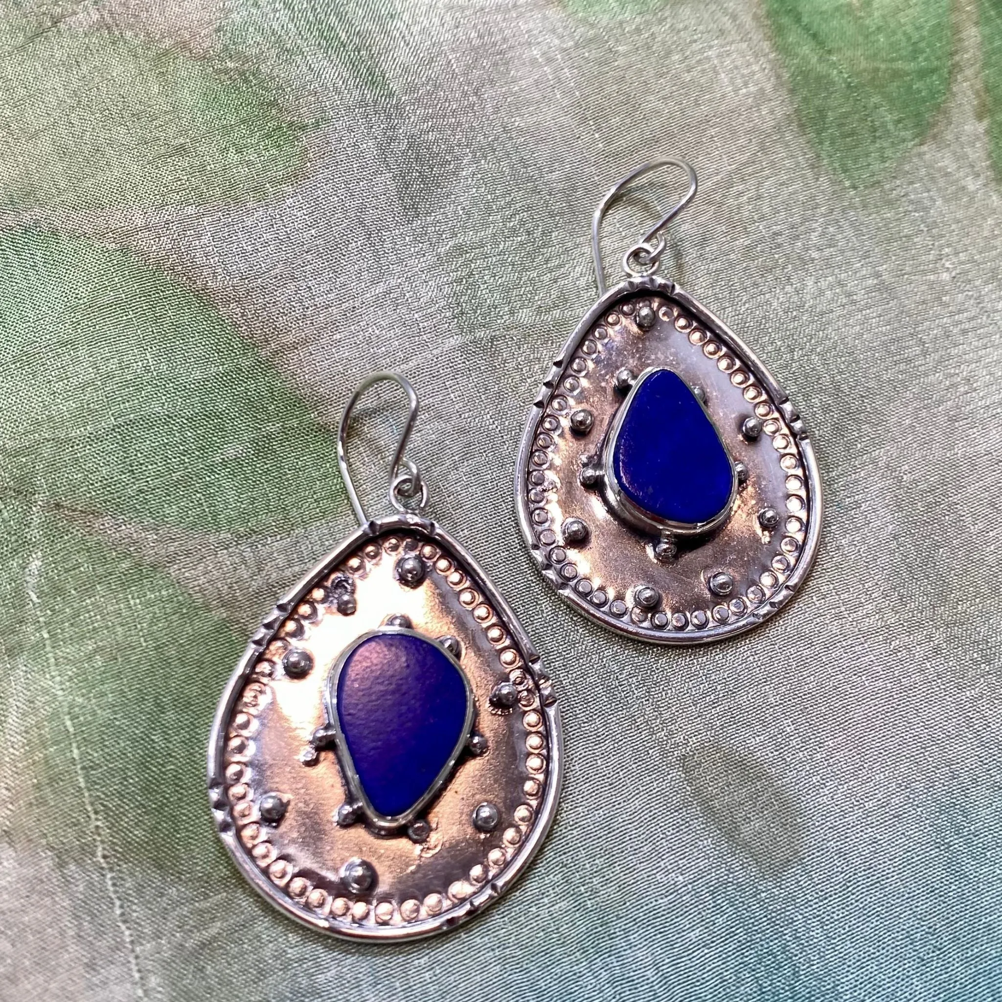 Farangis Silver & Lapis Lazuli Earrings from Tajikistan