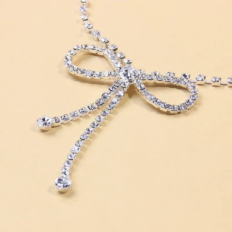 Fashion Diamond Anklet With All-match Rhinestones Bow Anklet