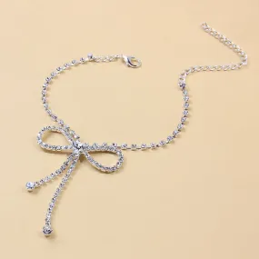 Fashion Diamond Anklet With All-match Rhinestones Bow Anklet