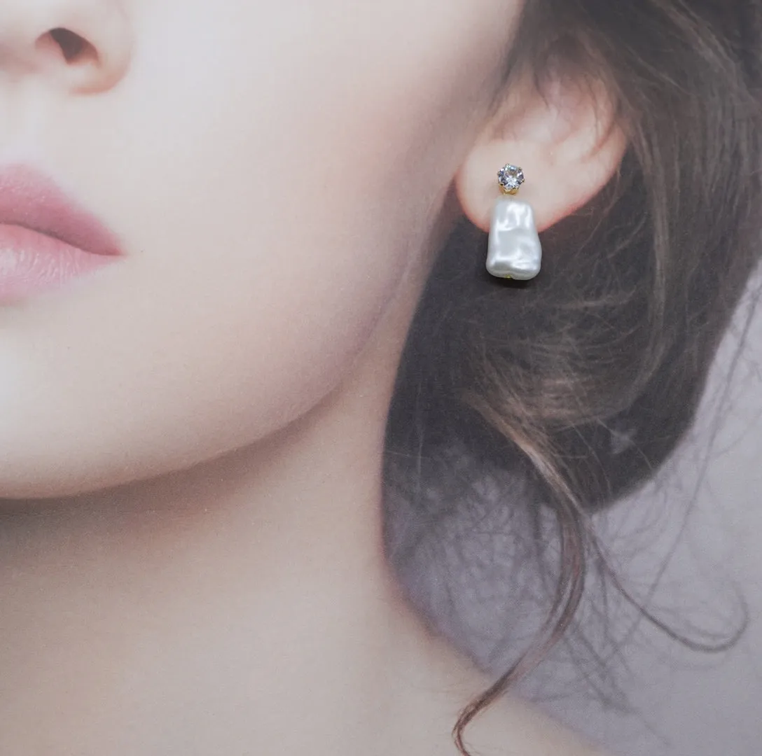 Faux Baroque Pearl Stud Earrings