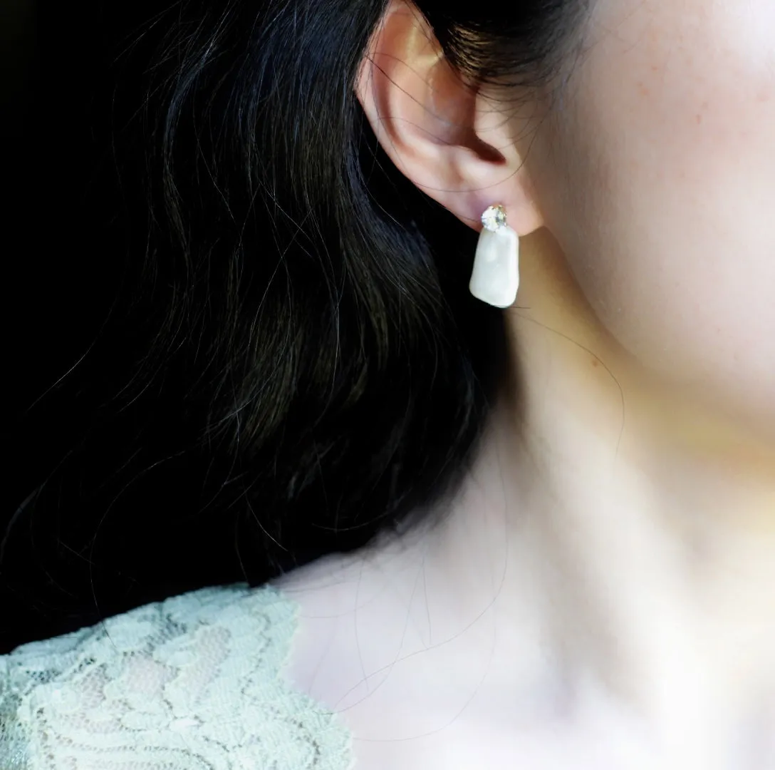 Faux Baroque Pearl Stud Earrings