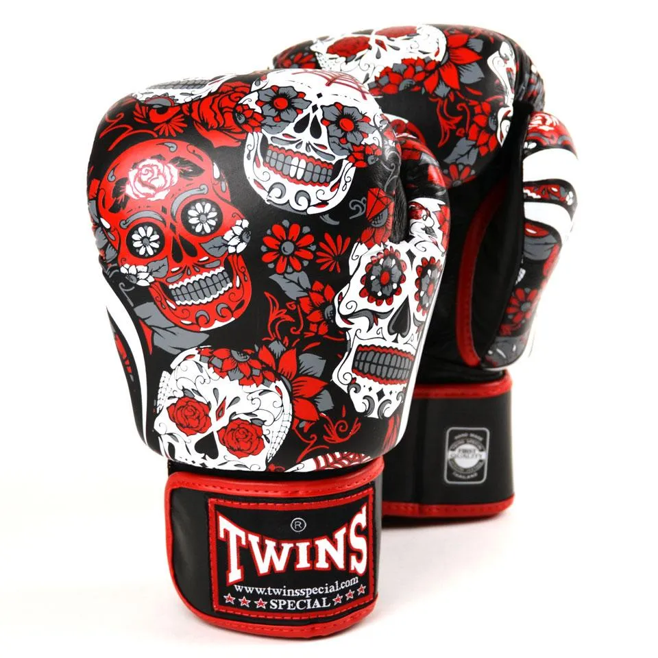 FBGVL3-53 Twins Red Skull Boxing Gloves