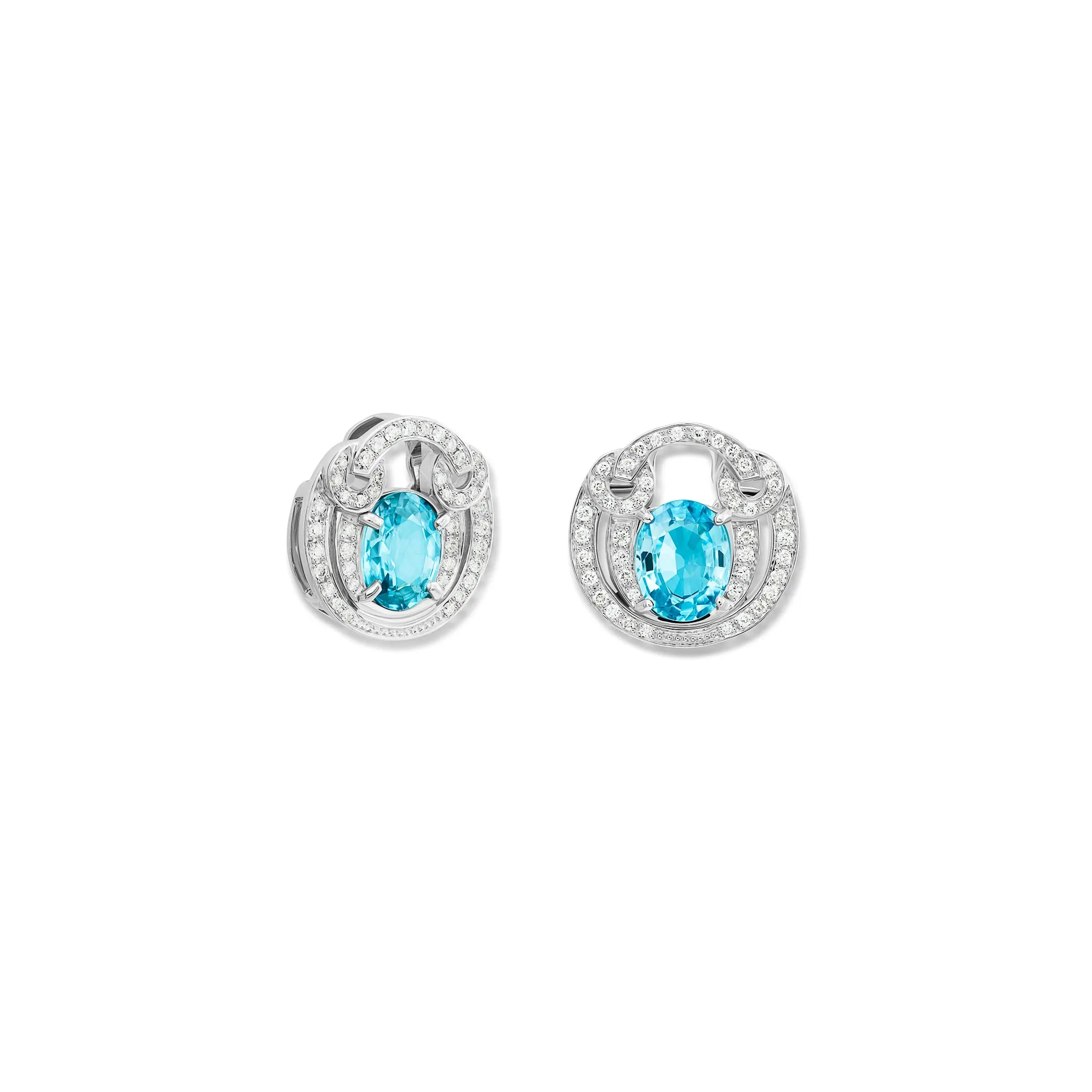 Frida Earring Drops 18ct White Gold - Blue Zircon & Diamond