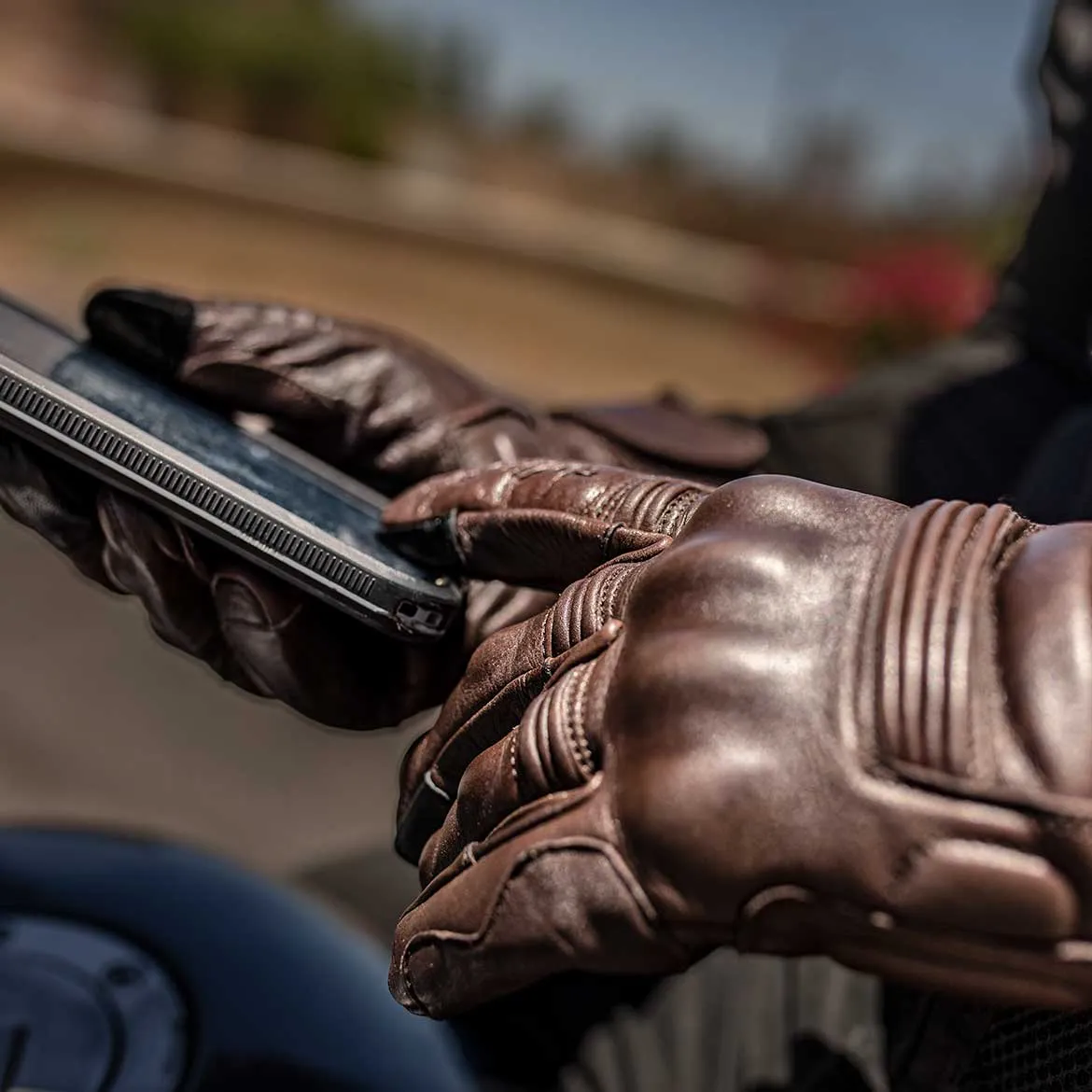 Full Gauntlet Motorcycle Gloves • Brown