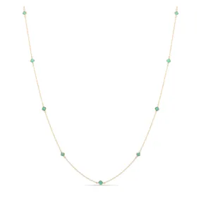 Gemstone Princess-Cut Station Necklace In 18K Yellow Gold