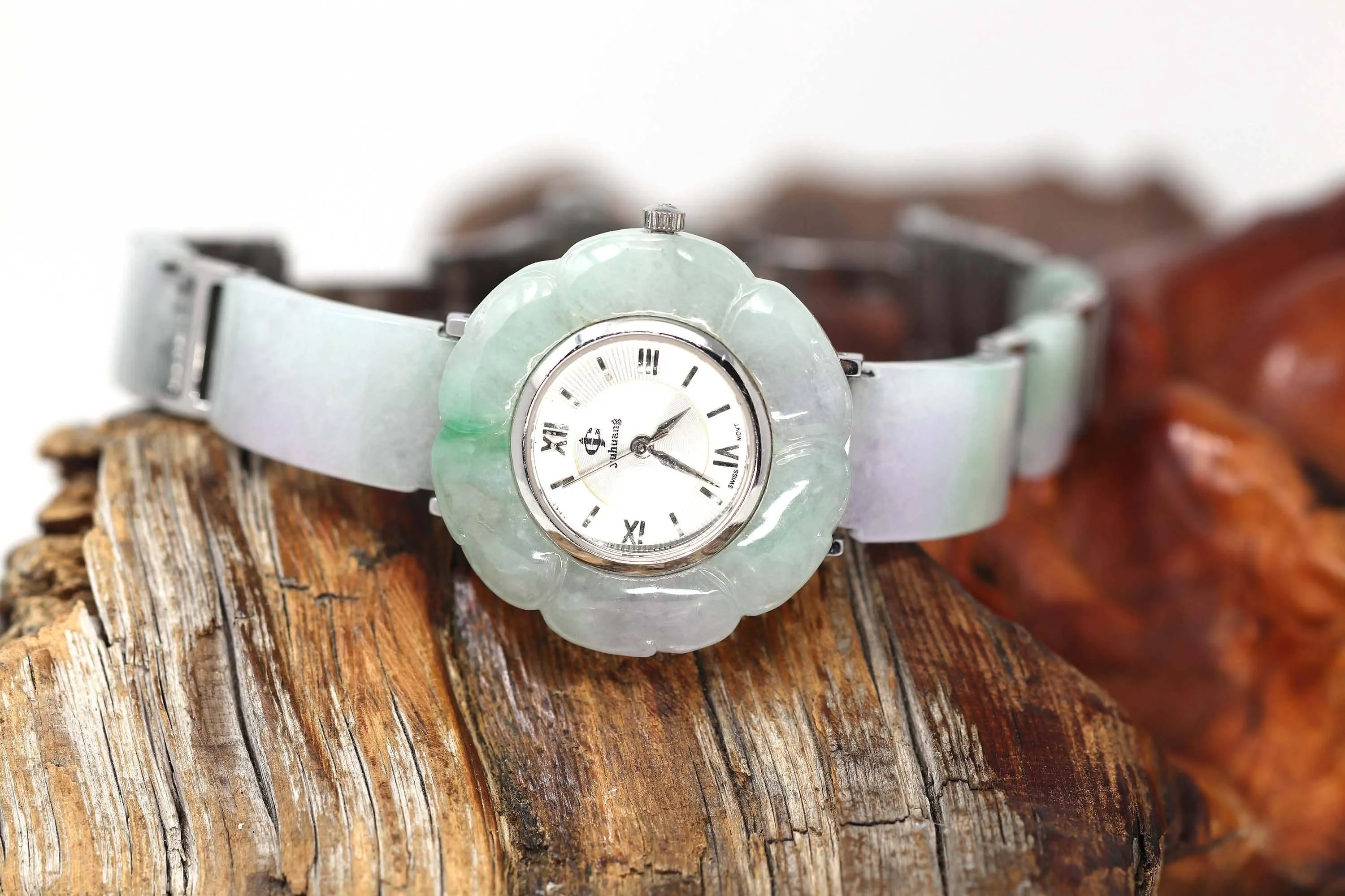 Genuine Burmese Lavender- Green Jadeite Jade Watch (Art & Collectibles)