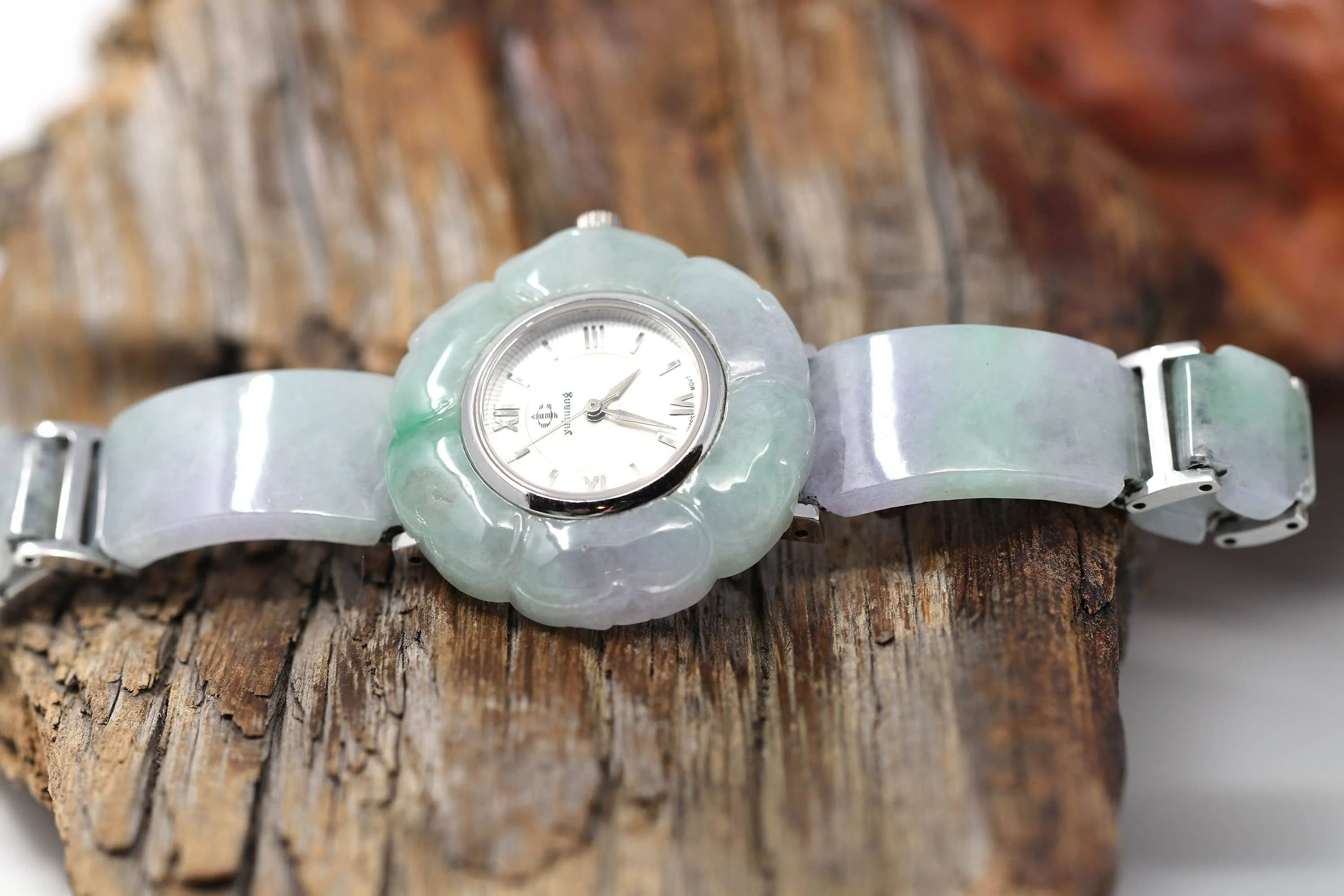 Genuine Burmese Lavender- Green Jadeite Jade Watch (Art & Collectibles)