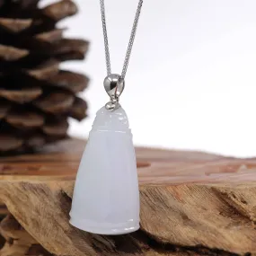 Genuine Burmese Lavender Jadeite Jade Bamboo Pendant Necklace