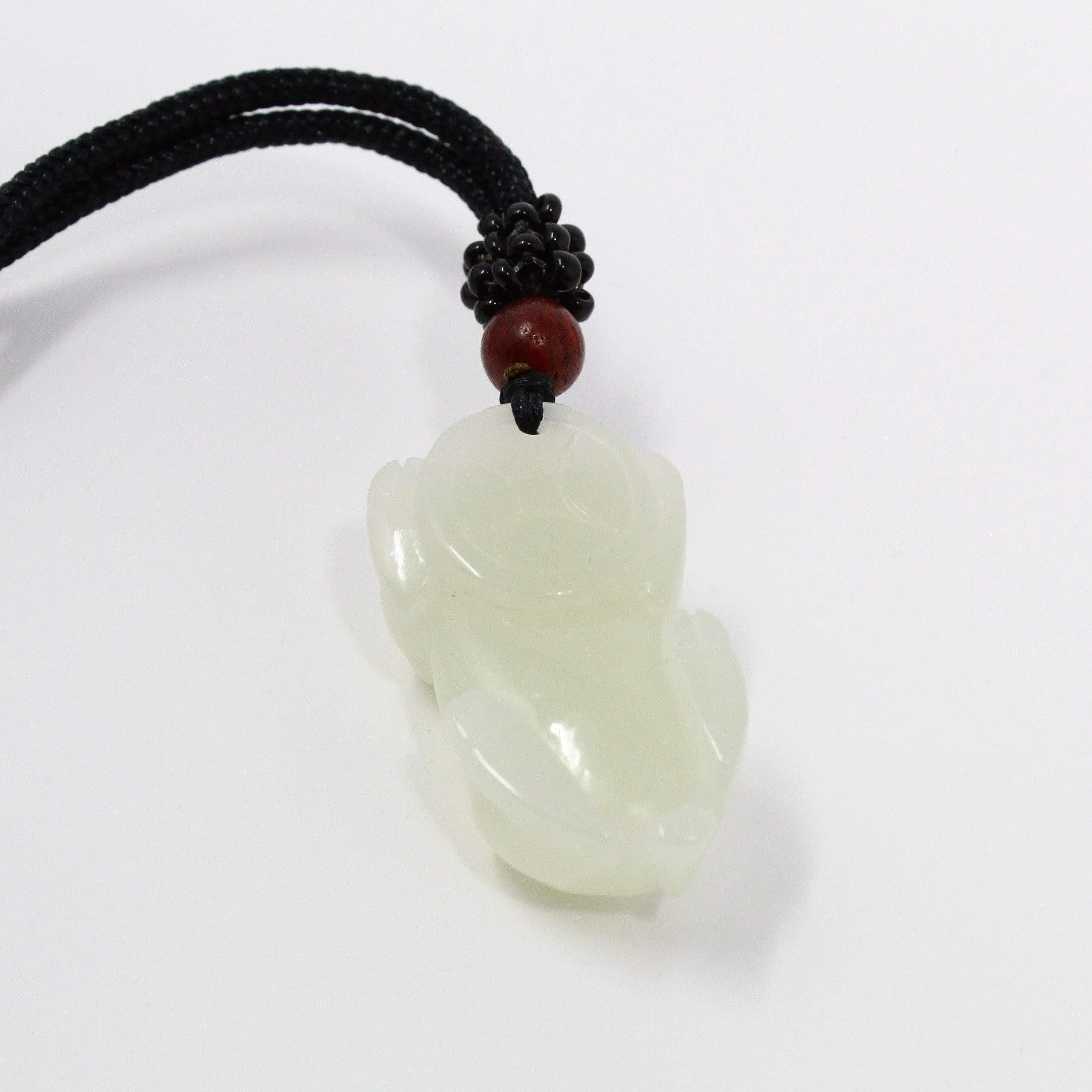 Genuine Nephrite White Jade Lucky Pig Pendant Necklace