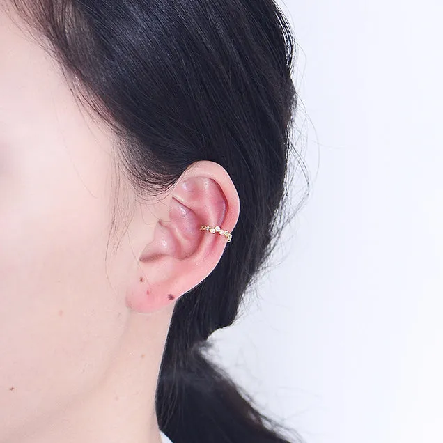 Geometric Beading Zircon Silver Ear Bone Clip Earring for Women