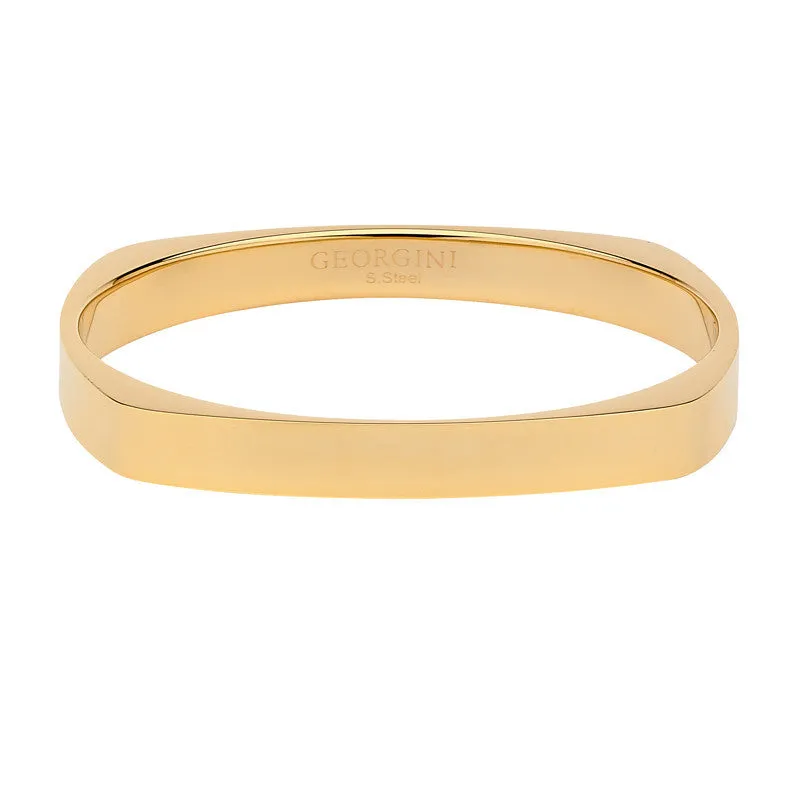 GEORGINI CURVED SQUARE GOLD PLATED STEEL BANGLE