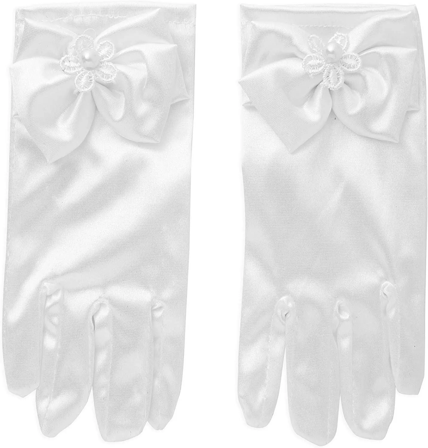 Girl's Flower Veil and Gloves for First Communion (White, 2 Pieces)