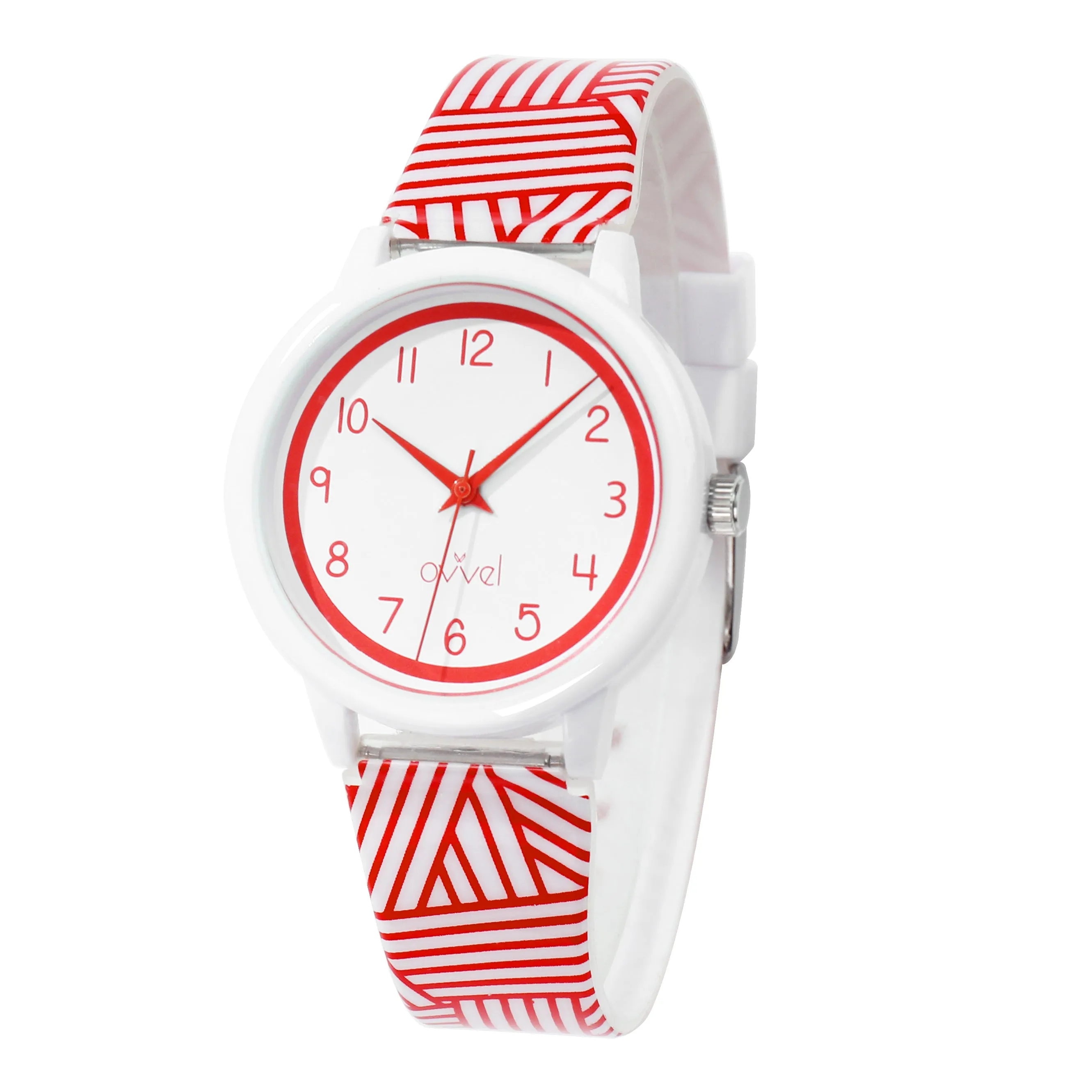 Girls Teens Red & White Analog Watch