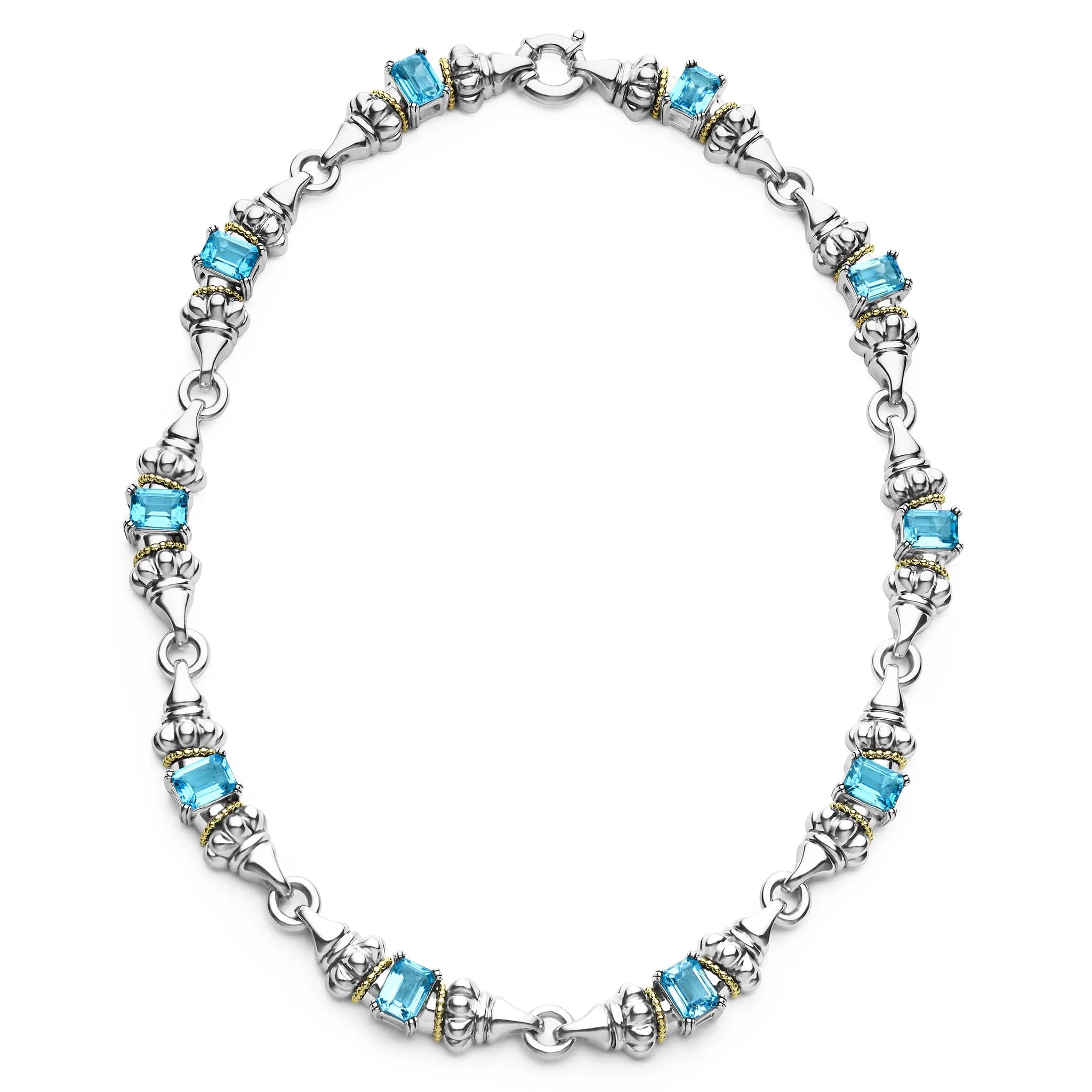 Glacier Swiss Blue Topaz Caviar Necklace