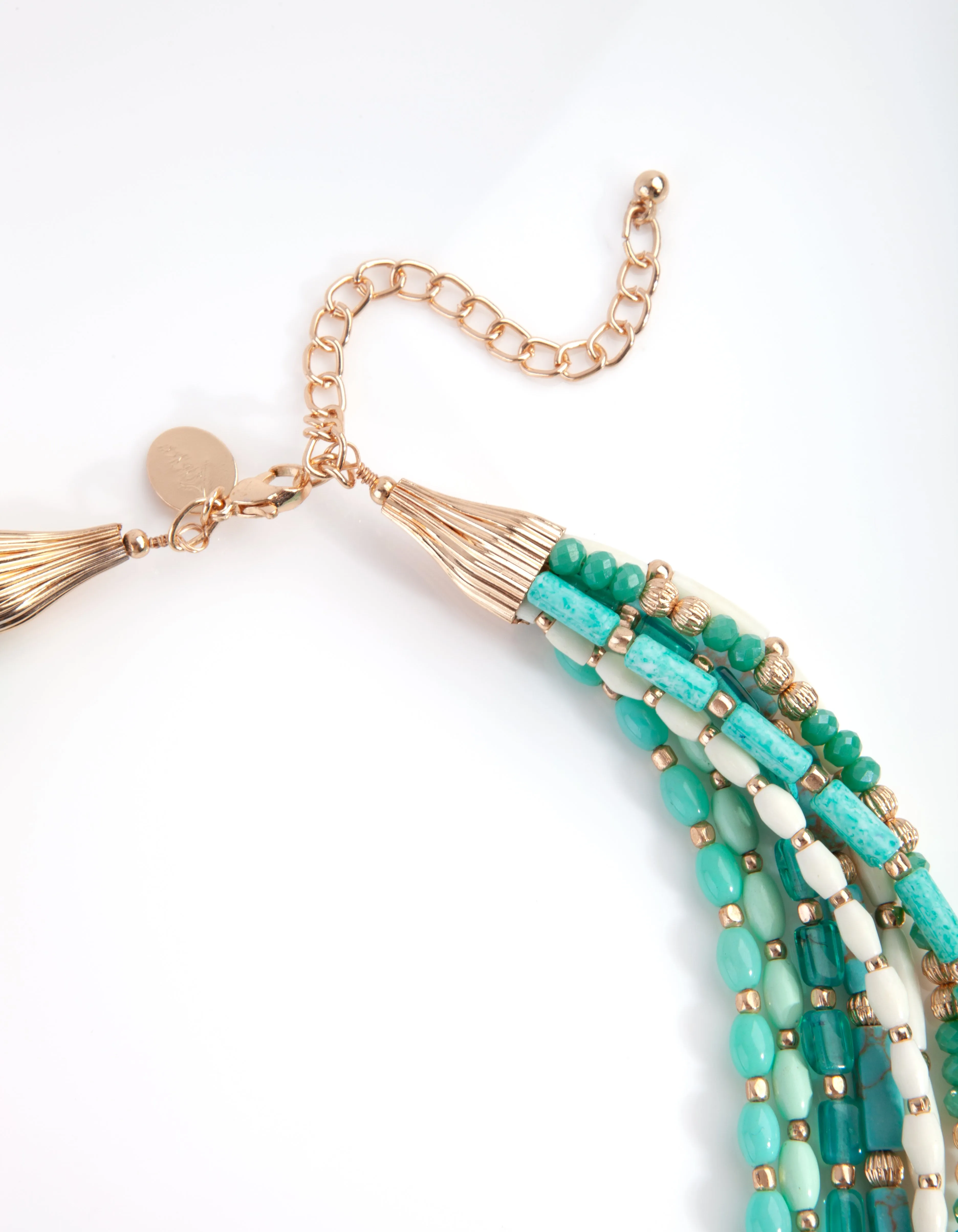 Gold Aqua Multi Bead Necklace