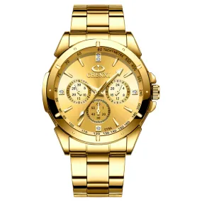 Gold Couple Watch Three-Eye Decoration Men's Business Watch