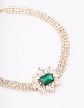 Gold Cupchain Emerald Choker