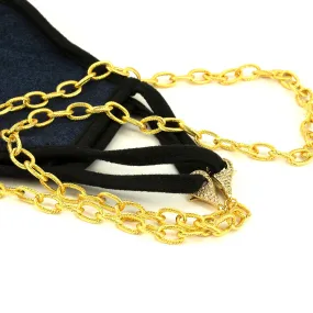 Gold Eyeglass/Mask Chain w/ Pave Clasp